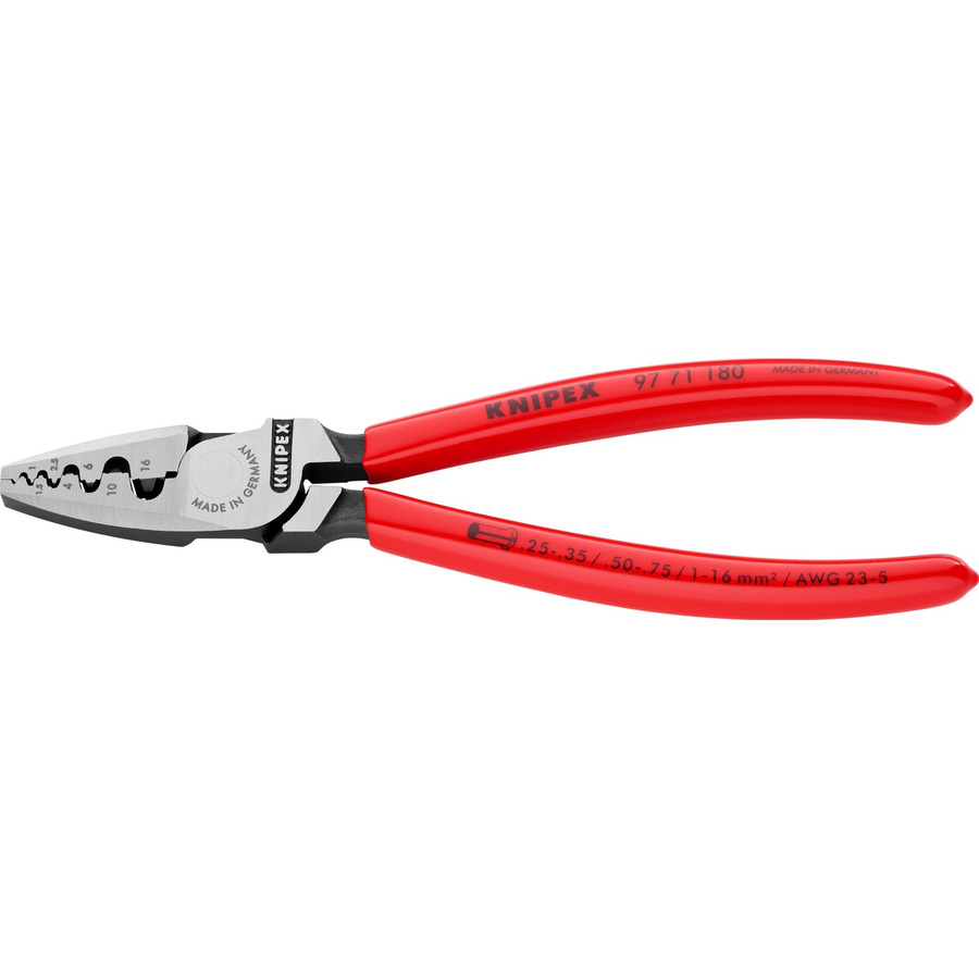 Knipex Crimpzange für Aderendhülsen mit Kunststoffüberzug in Rot, 180 mm - Bild 2