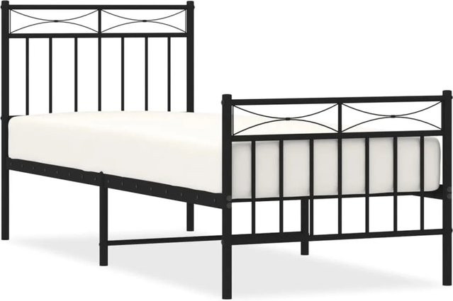vidaXL Bettgestell aus Metall mit Kopf- und Fußteil in Schwarz, B/L: 80 x 200 cm - Bild 1