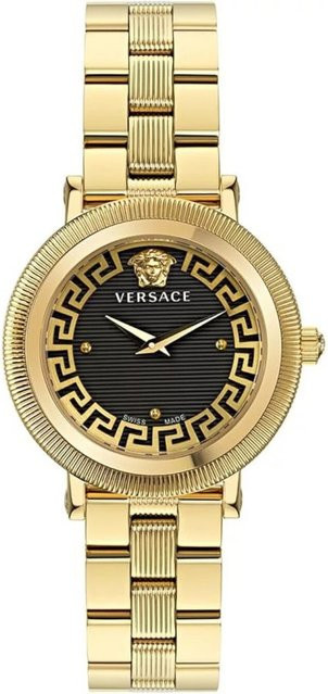 Versace Damenuhr, Quarz, Edelstahl, Gold, Schwarz, 35 mm, 5 ATM - Bild 1