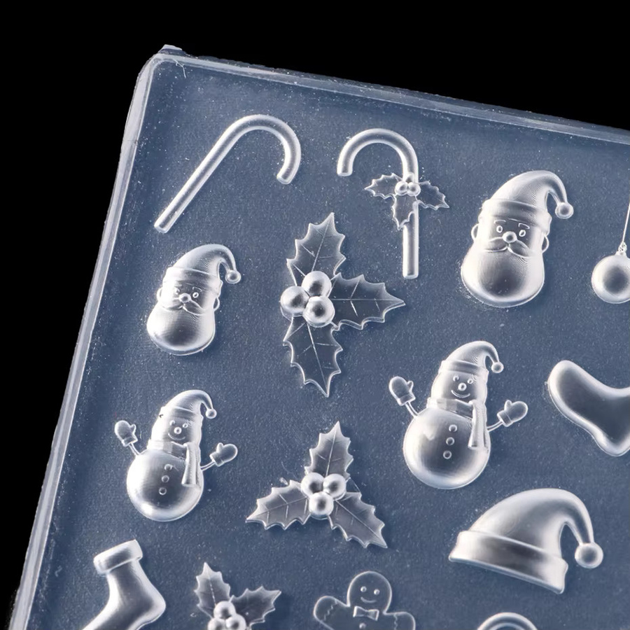 3D Weihnachts-Nagelkunst-Silikonform, Weihnachtsbaum, Schneeflocken, Stöcke und Ornamente - Bild 2