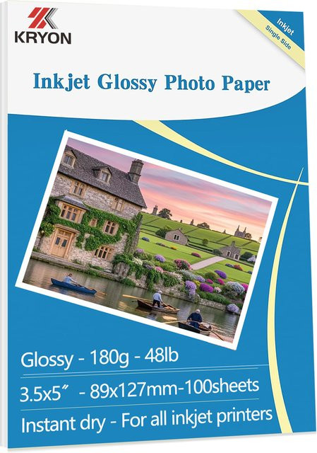 Hochglänzendes Fotopapier für Tintenstrahldrucker, Weiß, 10 x 15 cm, 100 Blatt, 180 g/m2 - Bild 1