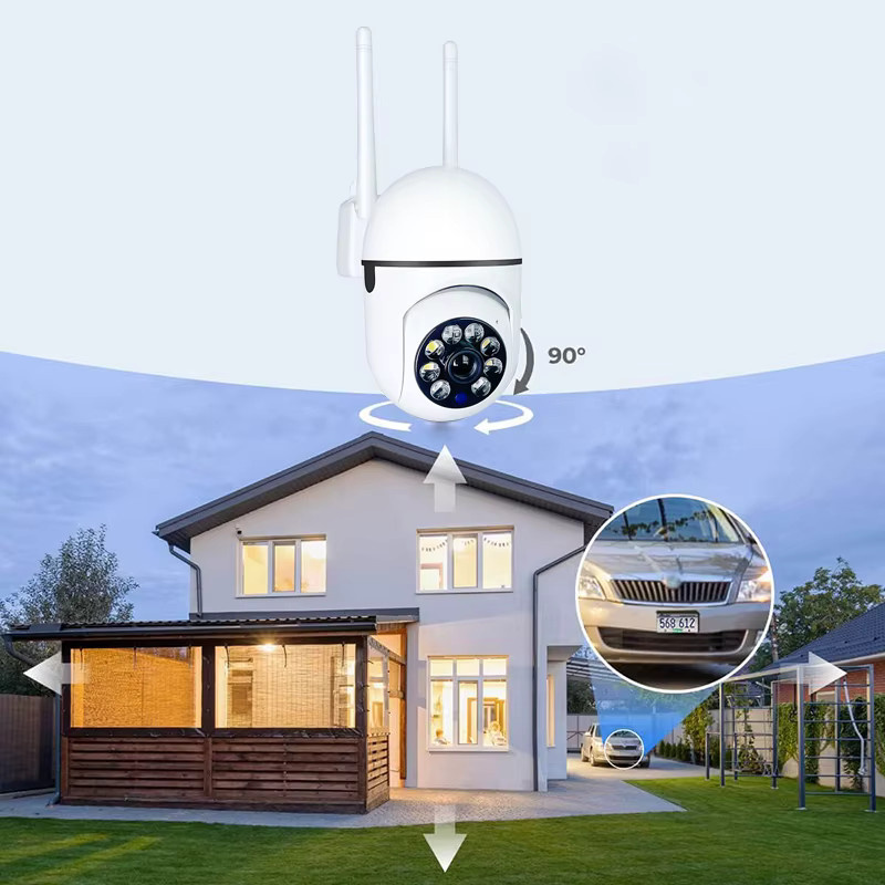 WLAN Überwachungskamera mit 1080P HD-Auflösung, 355 Grad Sichtfeld, Nachtsicht, Bewegungsdetektion, Sirene und Zwei-Wege-Audio in Weiß - Bild 2