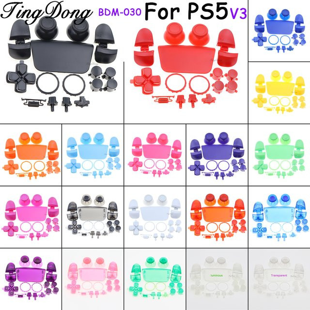 TingDong Ersatzteil-Set für PS5 V3.0 BDM-030 Controller in Schwarz mit Joystick-Kappen, Trigger-Tasten und Aktionstasten - Bild 1