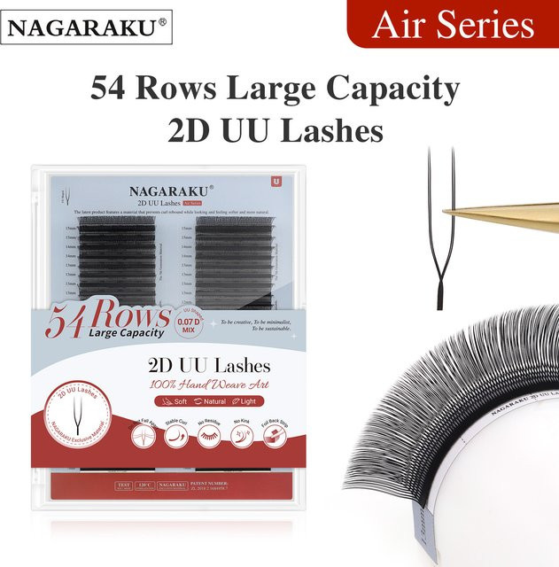 NAGARAKU Wimpernverlängerung, 54 Reihen, Matt Black, Unisex - Bild 1
