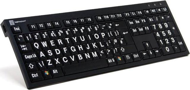 Logickeyboard LargePrint Tastatur USB A AZERTY Französisch Schwarz - Bild 1