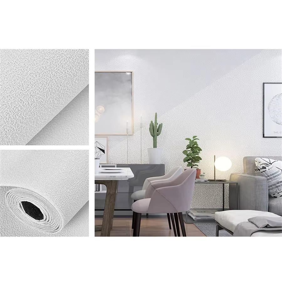 Selbstklebende 3D-Leinen-Tapete aus Schaumstoff in Weiß, schallabsorbierend und wasserfest, modernes Design für dein Schlafzimmer - Bild 2