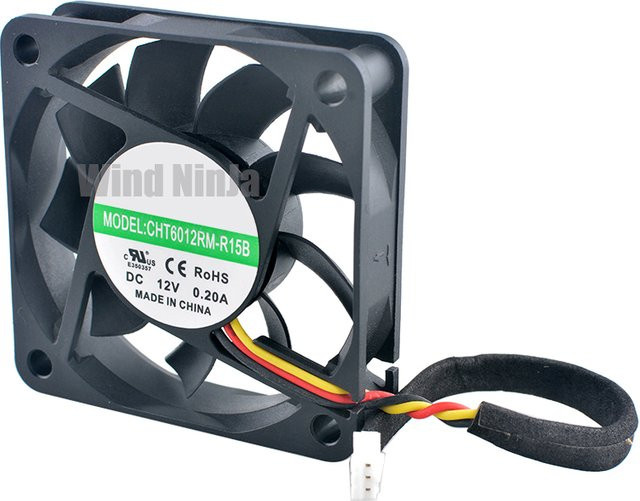 ANCHAOPU Axiallüfter CHT6012RM-R15B Schwarz, 3-polig, DC 12 V, 0,20 A, B/T/H: 60 x 60 x 15 mm - Bild 1