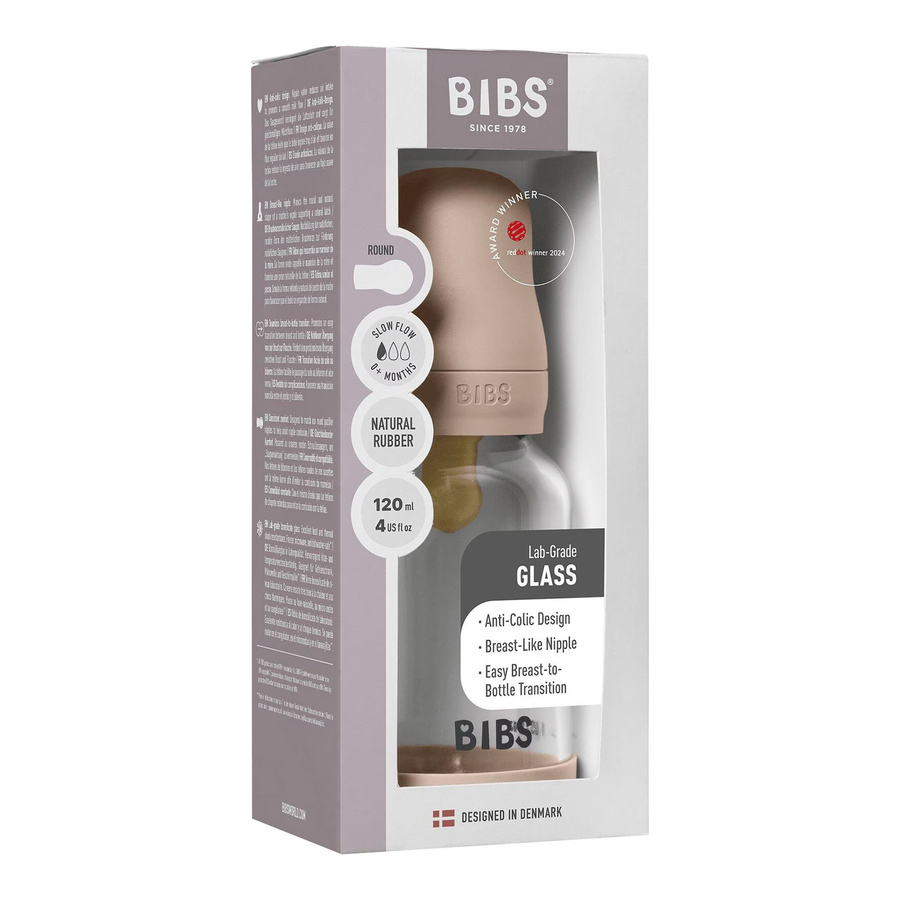BIBS Babyflasche aus Glas mit Silikon Sauger, transparent, 120 ml - Bild 2