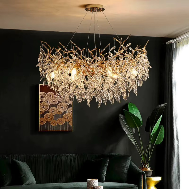 YongYing Lumin LED-Pendelleuchte aus Kristall und Metall in Gold oder Silber für Esszimmer und Schlafzimmer - Bild 5