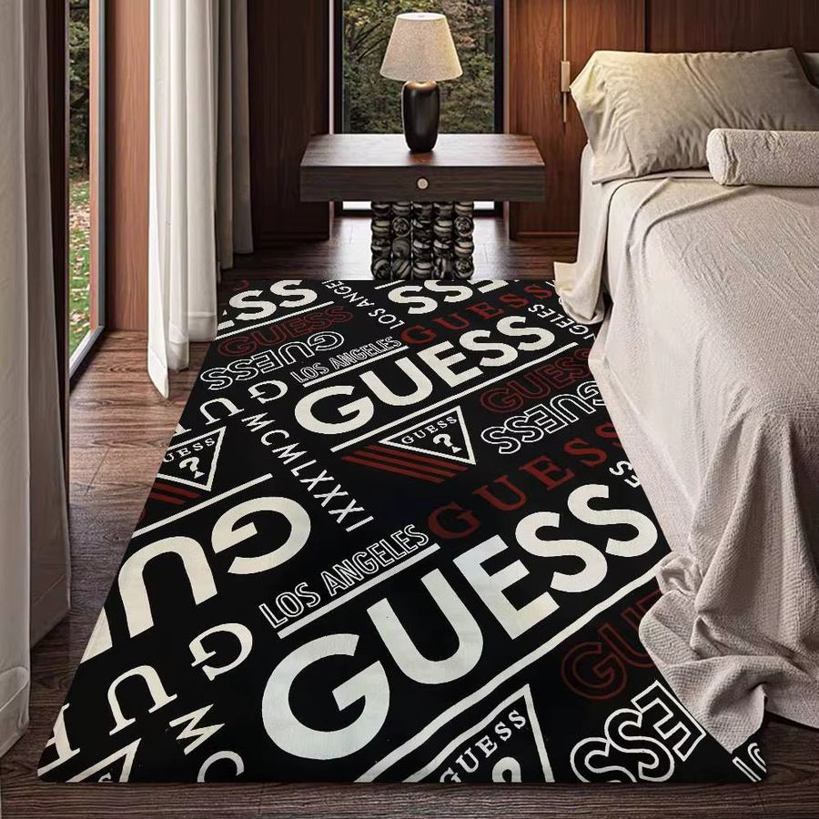 Modischer G-Guess Flurteppich in Schwarz mit abstraktem Design, rutschfeste rechteckige Matte für Wohnzimmer, Kinderzimmer, Balkon oder Waschküche - Bild 3