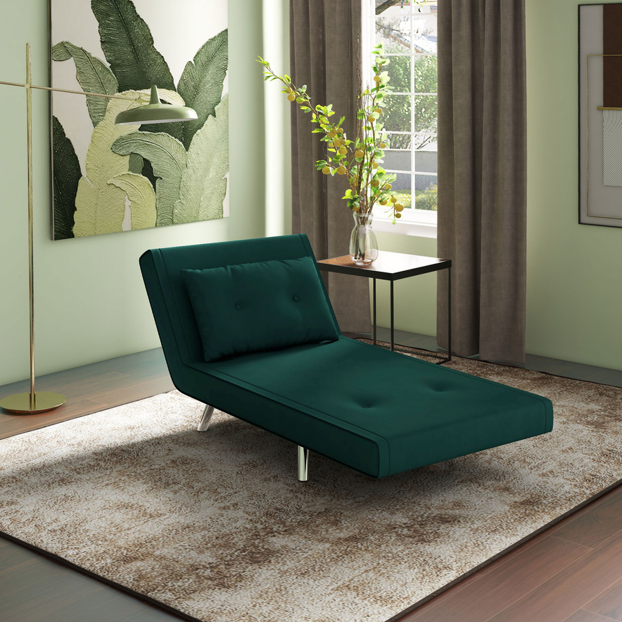 HOMCOM Schlafsessel mit Bettfunktion als Klappsessel und Einzelsofa in Samtoptik, Dunkelgrün, B/T/H: 77 x 88 x 83 cm - Bild 2