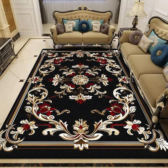 Karpetti Luxus Teppich mit Blumendesign in Schwarz, B/B/H: 140 x 200 cm - Bild 1