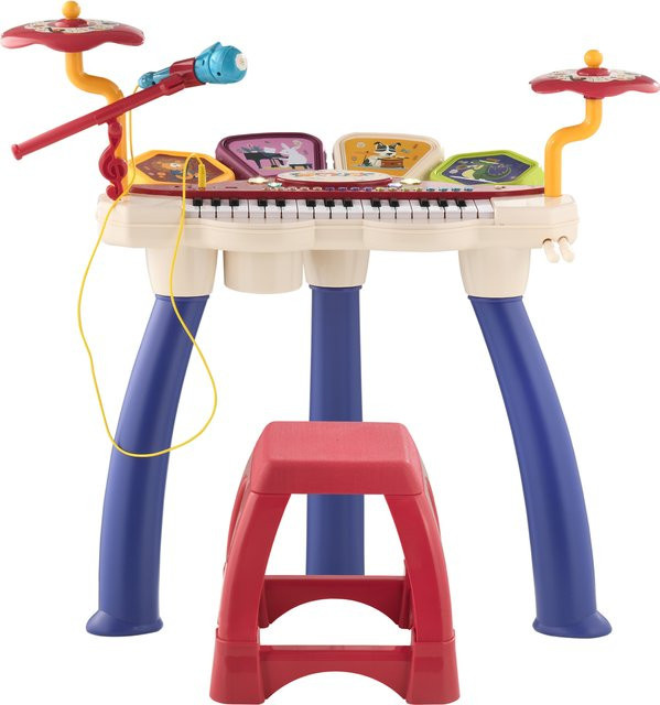AIYAPLAY Kinderpiano, elektronisches Schlagzeug 2-in-1, mit Mikrofon und Hocker, Multicolor - Bild 1