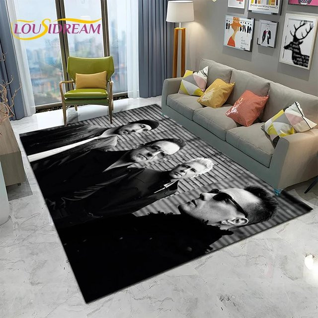 HGHT 3D-Druck U2 Rock Bang Bono Bereichsteppich, rutschfeste und waschbare Bodenmatte aus Polyester, Schwarz, B/T: 60 x 40 cm - Bild 1