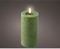 LUMINEO LED Kerze aus Wachs in Grün mit Flicker-Effekt und Timer, Durchmesser: 7 cm, Höhe: 15 cm - Bild 1