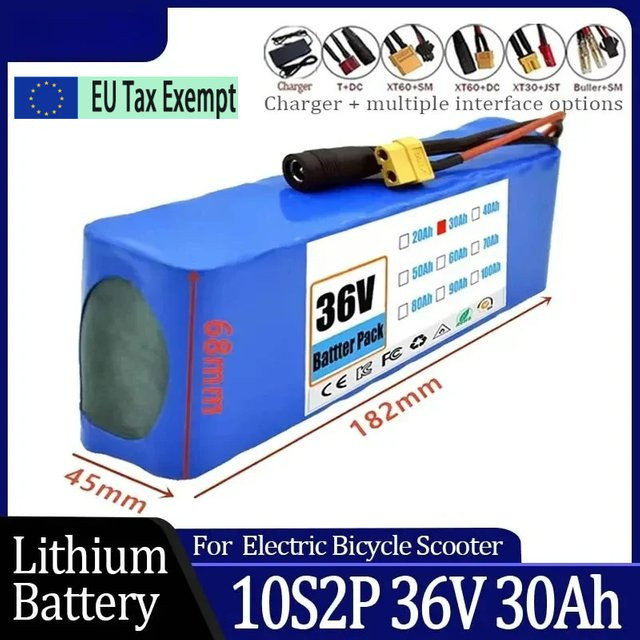Ddadache 10S2P 36V 30000mAh Lithium-Ionen-Akku für Motorrad und Roller in Blau - Bild 1