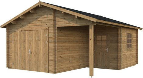 Palmako Holzgarage Roger mit Holztor in Braun, B: 510 cm, T: 550 cm - Bild 2
