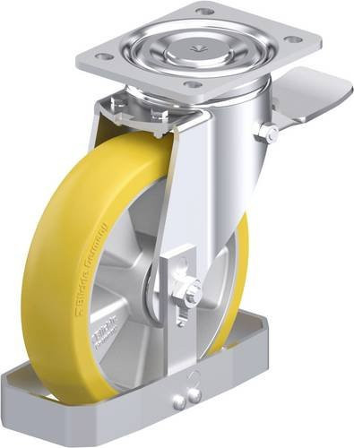 Blickle Stahlblech-Lenkrolle LH-ALTH 200K-ST-CO-FS in Silber und Gelb mit 200 mm Rad-Durchmesser und 800 kg Tragfähigkeit - Bild 1
