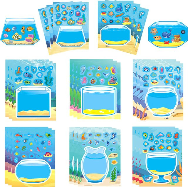 Charile Cartoon Glück Aquarium Puzzle Aufkleber, 8-teiliges Set, 16-teiliges Set - Bild 1