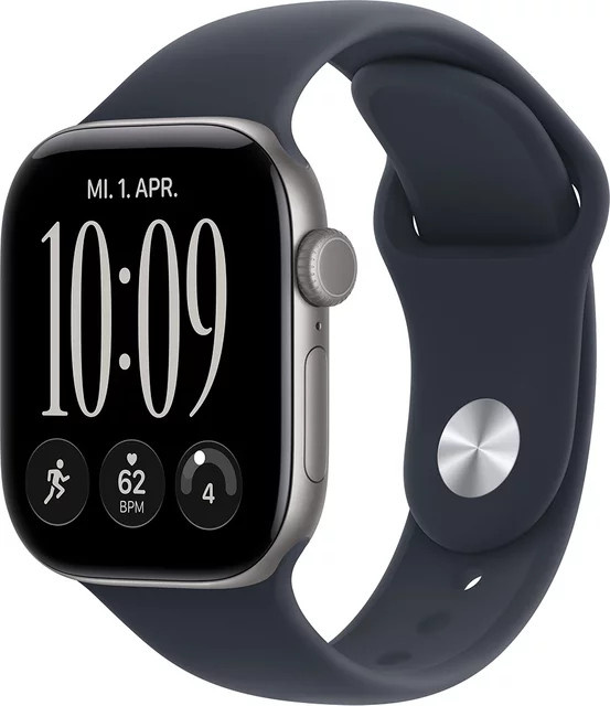 Apple Watch Series 12 GPS + Cellular, 42mm, Space Grey Aluminium Case mit Navy Blue Sport Band, M/L - Bild 1