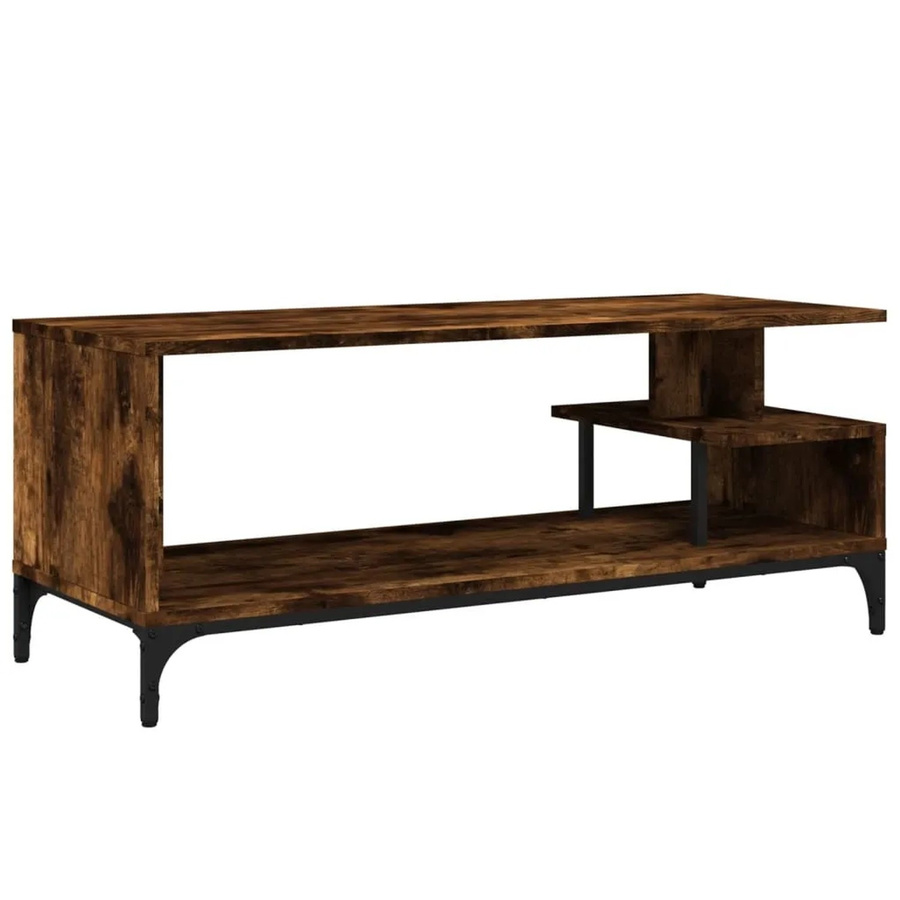 vidaXL TV-Schrank in Räuchereiche aus Holzwerkstoff und Stahl, Farbe: Braun, B/T/H: 102 x 40 x 41 cm - Bild 2