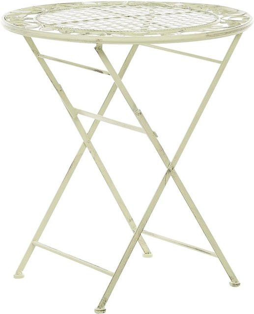 Beliani Klappbarer Tisch BIVIO in Hellgrün und Weiß mit floralem Retro-Design, B/T/H: 70 x 70 x 73 cm - Bild 1