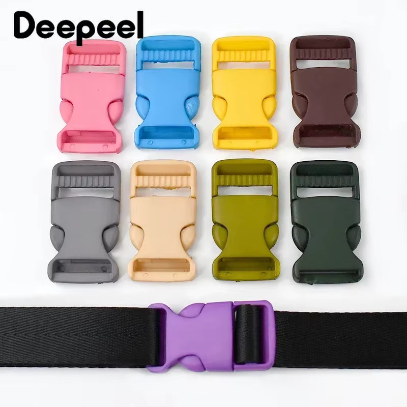 Deepeel 10er Set Kunststoff Schnallen für Rucksäcke und Gürtel, Breite: 1,5-3,0 cm, Farben: Beige und Mehrfarbig - Bild 2