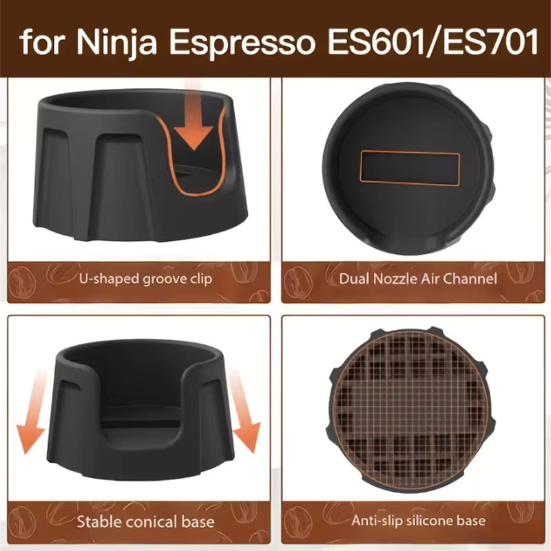 Ninja Silikon-Kaffeestampfer-Basis für Espresso ES601/ES701, Rutschfeste Tampingstation und Siebträgerhalter, Schwarz - Bild 4