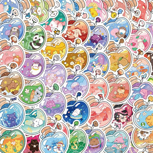 Charile Kawaii Tier Aufkleber Set, Bunte Kreative Graffiti Sticker für Flaschen, Gepäck und Telefon, Mehrfarbig - Bild 1