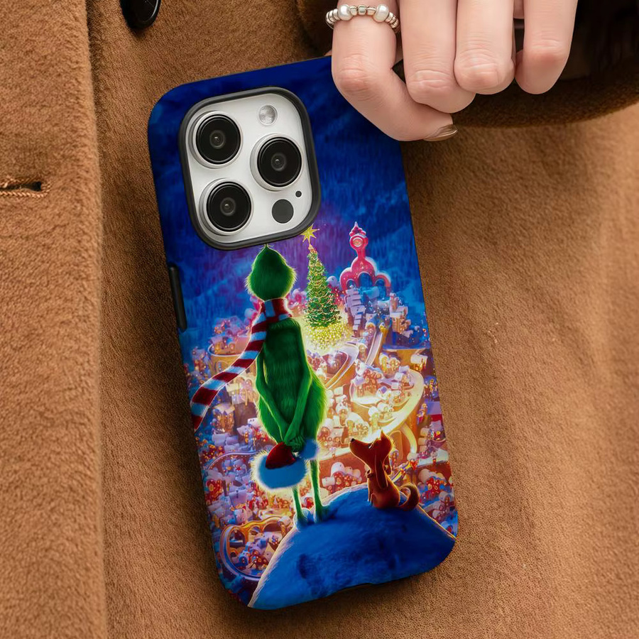 Weihnachten Handyhülle für iPhone 17 16 15 14 13 12 Pro Max Plus mit glänzender HD-Doppelschicht-Flüssighartschale in Weiß und Multicolour - Bild 3
