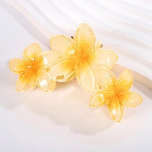 XYNN Haarklammer, 3 Frangipani Blume, Farbverlauf, gelb, Damen, Mädchen - Bild 1