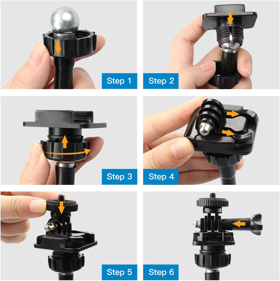 Intelligenter Kamerahalter in Schwarz als flexibler Webcam-Ständer mit Schwanenhals und Tischklemme für Action-Kameras und Geräte mit 1/4-Zoll-Gewinde - Bild 6