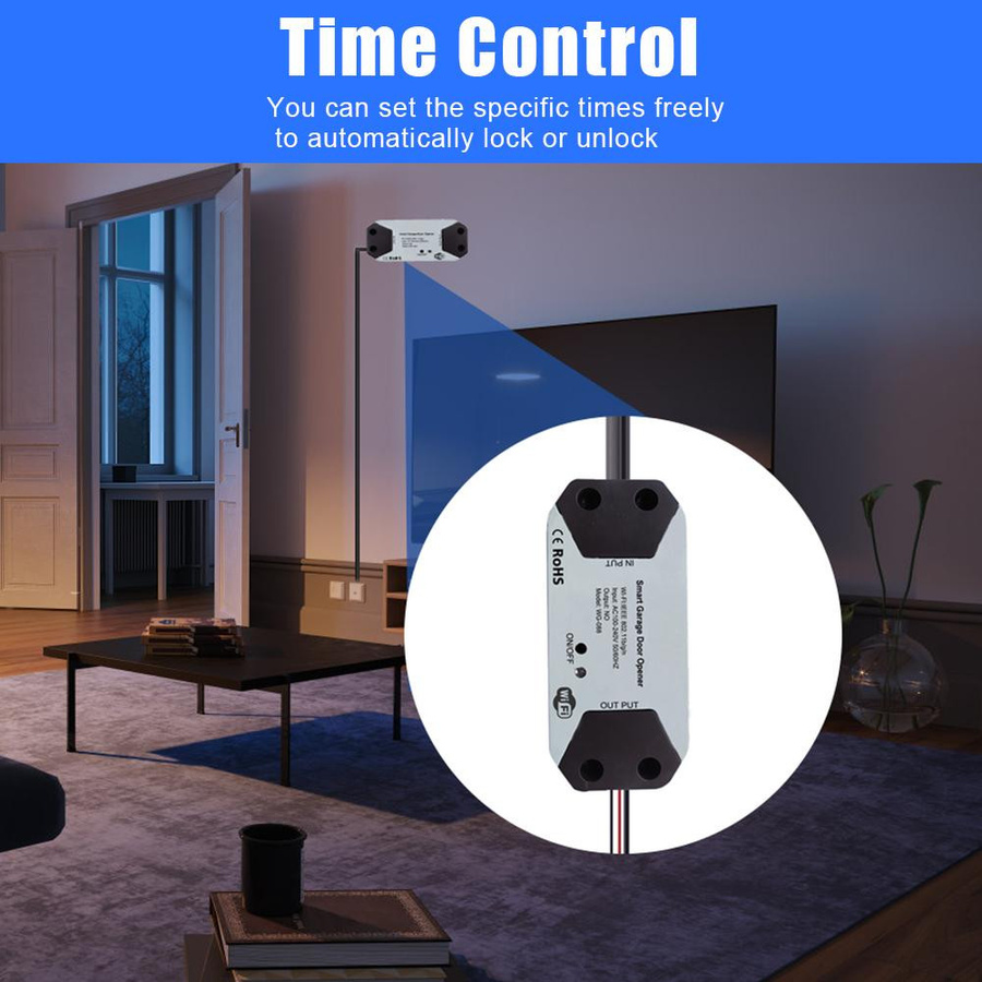 Aoresac Smart WiFi Garagentoröffner mit Tuya Smart Life App Fernsteuerung und Sprachsteuerung, Weiß, 2,4 GHz Netzwerk, US-Version - Bild 5