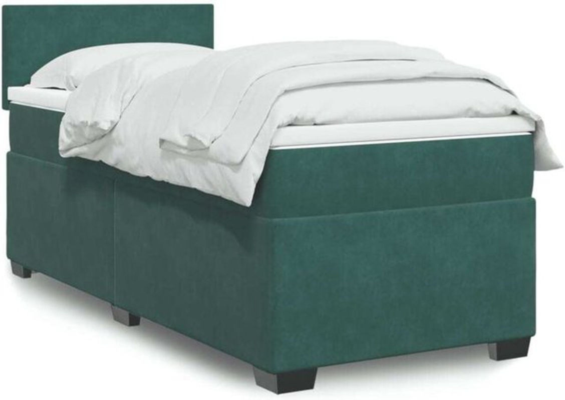 vidaxl Boxspringbett mit Matratze in Grün aus Samt, B/T/H: 80 x 200 x 100,5 cm - Bild 1