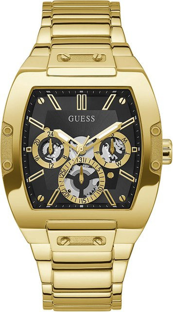 Guess Phoenix Herrenuhr, Quarz, Edelstahl, Schwarz, Gold, 44 mm - Bild 1