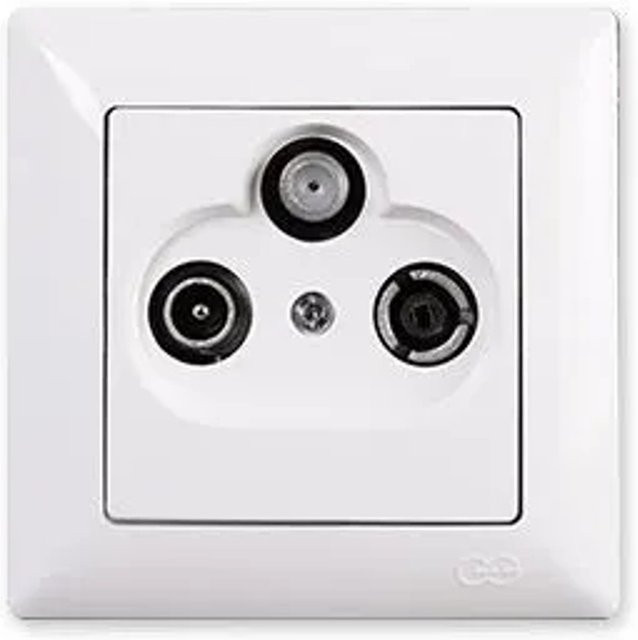 Günsan Visage Multimedia Sat TV Radio Durchgangsdose Antennendose in Weiß - Bild 1