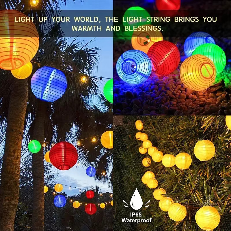 IEEYEEY Solarlaterne-Lichterkette mit LED im Boho-Design, wasserdichte LED-Girlande für die Gartendekoration im Außenbereich - Bild 4