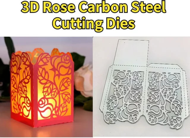 3D Rose Prägestanzform aus Carbonstahl in Silber für DIY Scrapbooking und Bastelarbeiten - Bild 1
