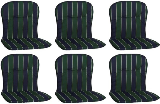 Beo Sitzauflage Niedriglehner Mono 6er-Set Grün-Blau gestreift - Bild 1