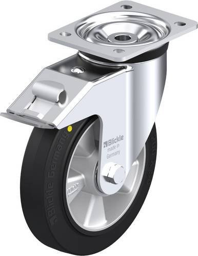 Blickle Lenkrolle LK-ALEV 200K-FI-EL mit Feststeller in Schwarz und Silber, Rad-Durchmesser: 20 cm, Tragfähigkeit: 500 kg - Bild 1