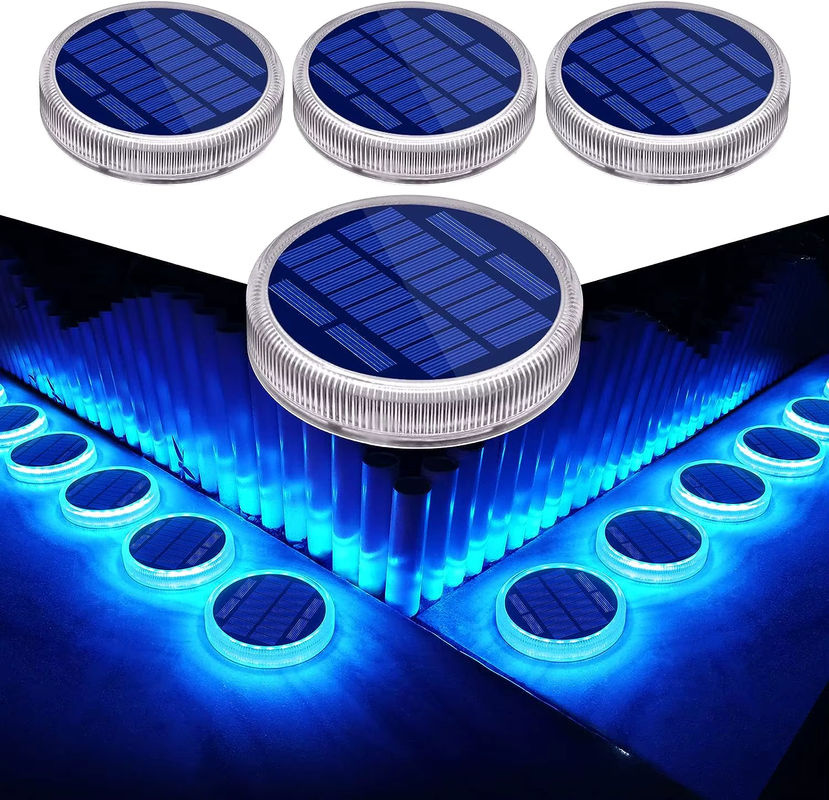 Yilaie Solar-LED-Einfahrtsleuchten im 4er-Pack, wasserdichte IP68 Gartenleuchten in Blau für Treppen, Stufen, Hof und Außenbereich - Bild 2
