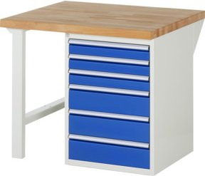 Rau Werkbank 7515A1 mit 6 Schubladen in Braun, B/T/H: 100 x 90 x 89 cm - Bild 1