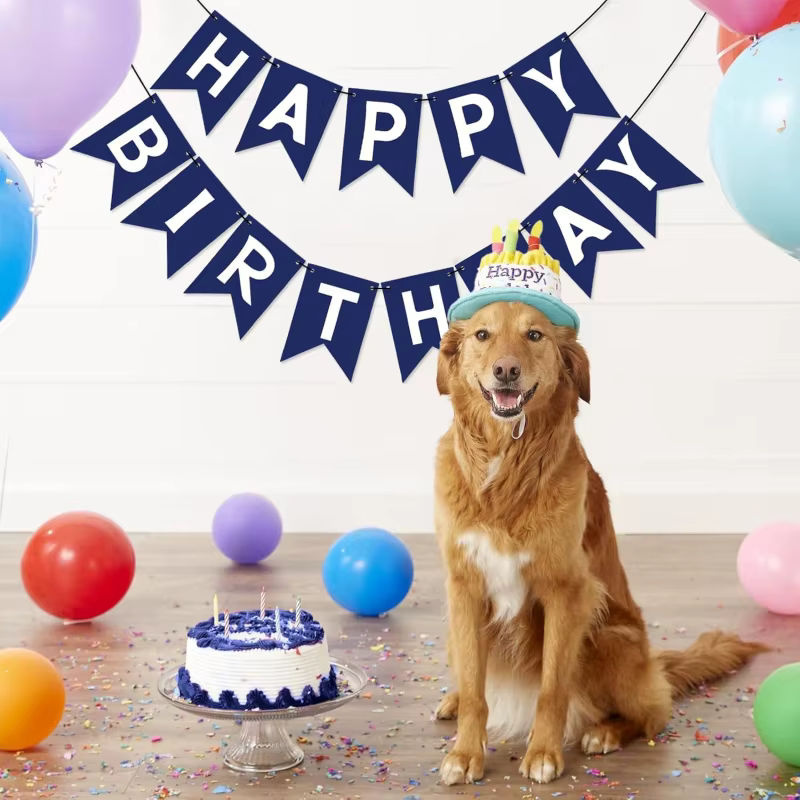 Marineblaues Happy Birthday Bunting-Banner aus Papier für Geburtstage und Partys - Bild 6