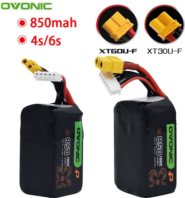 PYLRC Upgrade 100C LiPo Batterie 850 mAh für RC Hubschrauber, Quadcopter und FPV Racing Drones, Schwarz, mit XT30 oder XT60 Stecker - Bild 1