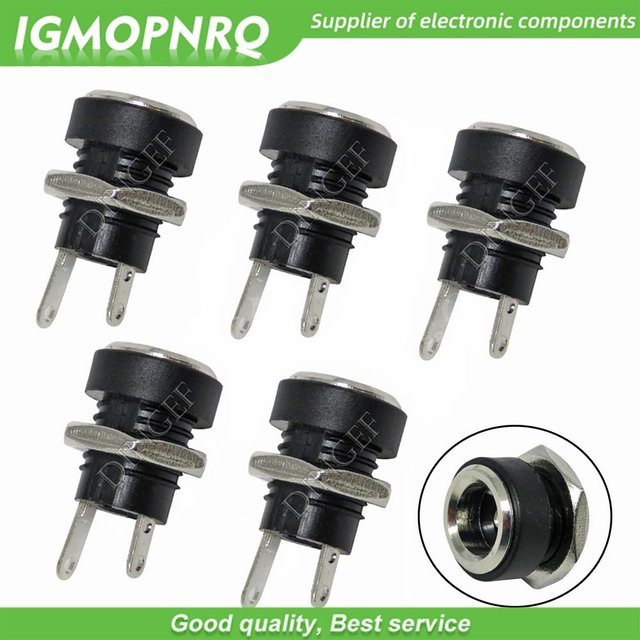 DC-022B DC-Netzteil Buchsenhalterung Schwarz für 5,5mm x 2,1mm und 5,5mm x 2,5mm Stecker - Bild 1