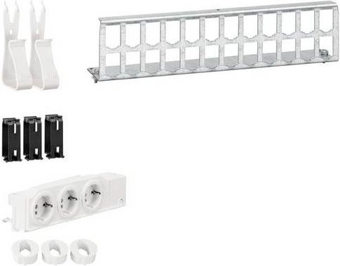 Hager UM00M4 Multimedia Kit mit 3 Steckdosen und RJ45 Patch-Panel in Weiß - Bild 1