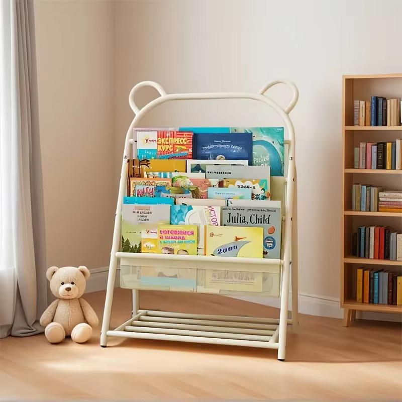 LIUSHADUOLA Kinder-Bücherregal aus Metall in Weiß, modernes und freistehendes Aufbewahrungsregal für Kinderzimmer und Wohnzimmer - Bild 2