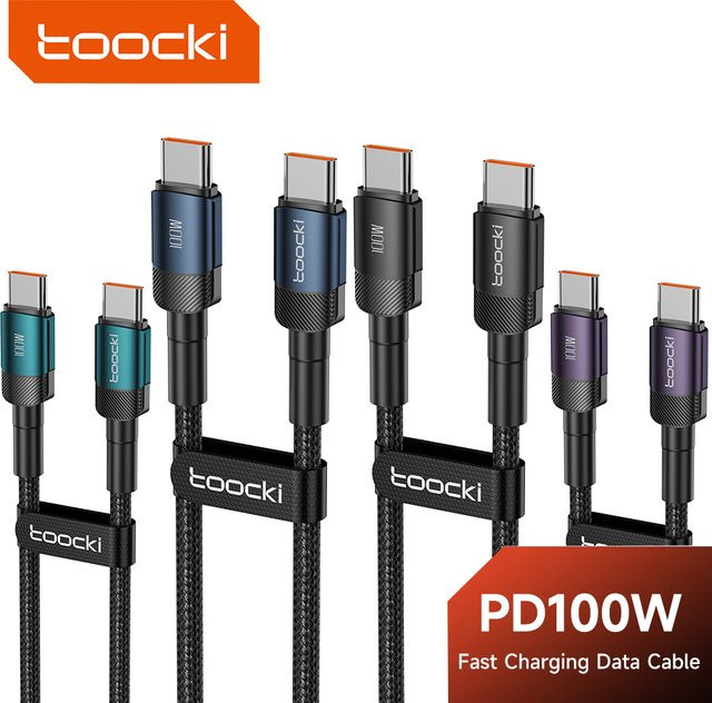 Toocki USB-C auf Typ-C Schnellladekabel 100W in Grün für iPhone, Samsung und Xiaomi - Bild 1