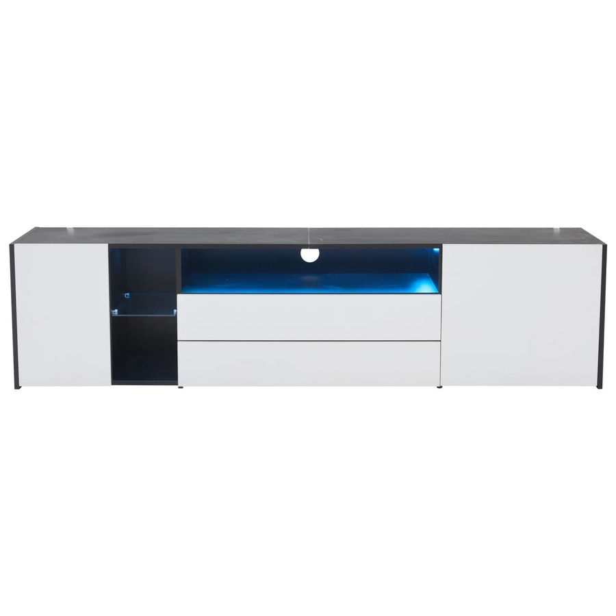 okwish TV Schrank mit LED-Beleuchtung und Stauraum in Schwarz und Weiß, B/T/H: 180 x 40 x 45 cm - Bild 2