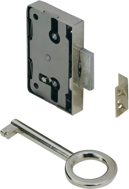 Hettich Nutbart Aufschraubschloss aus Stahl in Silber, B/T/H: 6,0 x 3,38 x 0,87 cm - Bild 1